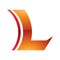 Orange and Red Glossy Concave Lens Shaped Letter L Icon