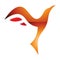 Orange and Red Glossy Rising Bird Shaped Letter Y Icon