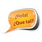 Orange and red speech bubble, designed for Spanish speakers