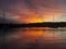 Orange-red stratocumulus cloudy Sunrise Seascape. Australia