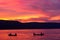 Orange red sunset over Lake Tanganyika