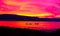 Orange red sunset over Lake Tanganyika