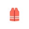 Orange reflective safety vest cartoon icon, flat vector illustration isolated.