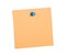 Orange reminder note with blue pin