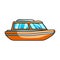 Orange rescue boat.Boat to rescue the drowning persons.Ship and water transport single icon in cartoon style vector