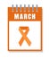 Orange ribbon with march calendar for Self-injury awareness day SIAD. March 1