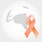 Orange Ribbon a Symbol of Leukemia. Vector Illustration