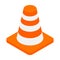 An orange road hazard cone isometric 3d icon