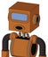 Orange Robot With Box Head And Round Mouth And Large Blue Visor Eye