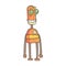 Orange Robot Standing Smiling Cartoon Outlined Illustration With Cute Android And His Emotions