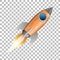 Orange rocket ship launch, vector