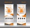 Orange Roll up banner template and Mobile infographics