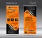 Orange Roll up banner template vector, roll up stand, banner