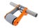 Orange roller with gray handles, to strengthen the muscles of the abs and back, on a white background