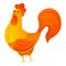 Orange rooster icon, cartoon style