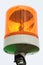 Orange rotating siren lights as safety sign