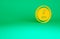 Orange Rouble, ruble currency coin icon isolated on green background. Russian symbol. Minimalism concept. 3d