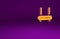 Orange Router and wi-fi signal icon isolated on purple background. Wireless ethernet modem router. Computer technology