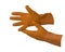 Orange rubber fisherman gloves