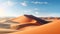 orange sand dune desert with clear blue sky AI generated image