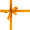 Orange Satin Gift Ribbon with Decorative Bow - Ornate Textile Decor