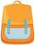 Orange school bag in cartoon style.