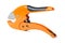 Orange scissors for cutting propylene pipes insulated