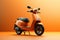 Orange scooter, motor bike or moped on orange background.AI generated