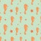 Orange seahorse and starfish seamless pattern background illustration