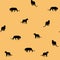 Orange seamless graphical pattern with black puma cat.