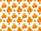 Orange seamless pattern, citrus isolated on white background .Whole ripe oranges and slices. A collection of fine