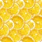 Orange seamless pattern with fruit citrus circle slices made in