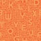 Orange seamless vector alphabet pattern with latin letters. Bright fashion unusual repeatable background. Vibrant mosaic