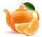 Orange shape teapot with orange slices isolated on a white background