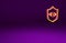 Orange Shield eye scan icon isolated on purple background. Scanning eye. Security check symbol. Cyber eye sign