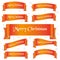 Orange shiny color merry christmas slogan curved ribbon banners eps10