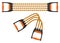 Orange shoulder expander with elastic cords, stretched and folded, vector illustration