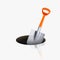 Orange shovel in hole on white