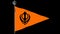 Orange Sikh flag with the image of black Khanda - the main symbol of Sikhism, transparent background, video, alpha channel, 4K