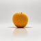 an orange sitting on top of a white surface with a reflection. generative ai