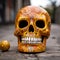 Orange skull, day of the dead. dia de los muertos.generative ai