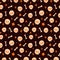 Orange Skulls, bones, and stars Halloween pattern