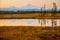 Orange sky above Mt.Mc Kinley in Alaska from Petersville Rd.