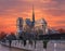 Orange Sky of Fire on Notre Dame de Paris