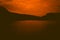 Orange sky over silhouette mountain twilight sky with silhouette mountain at horizon