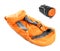 Orange sleeping bags on background. Camping equipment