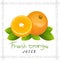 Orange slice fruit icon vector set. Realistic juicy orange with leaves