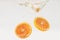 Orange slices bubbling in water