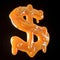 Orange Slime Dollar Sign isolated on Black Background.