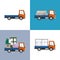 Orange Small Trucks with Different Loads